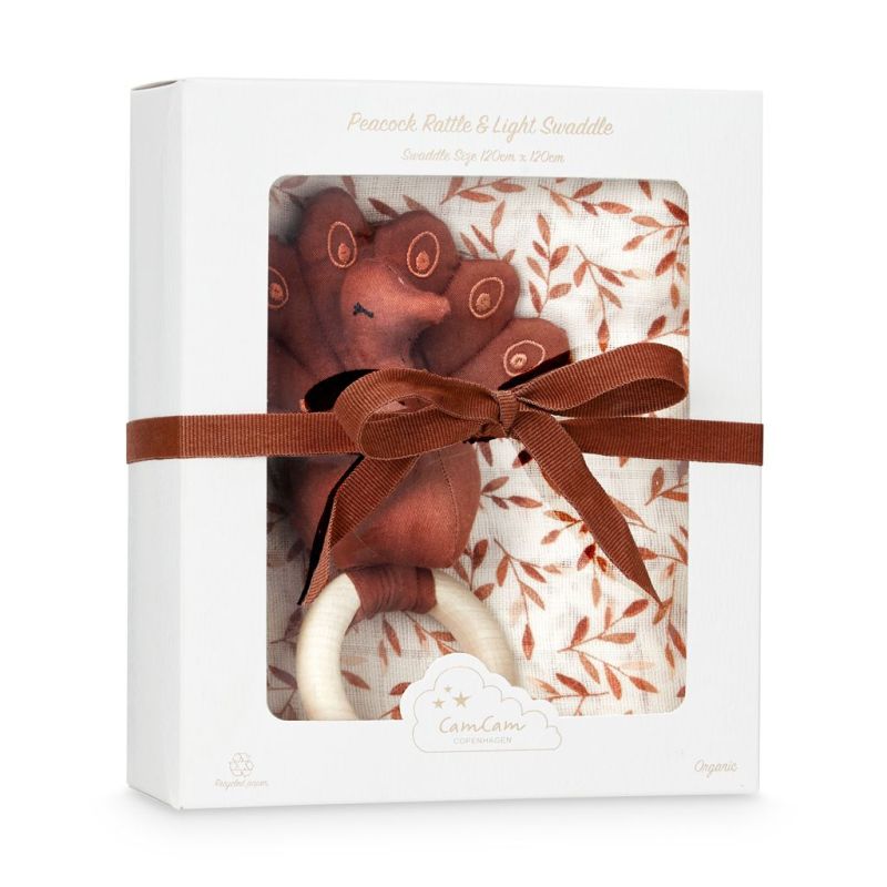 Cam Cam Copenhagen Geschenkbox Muslin & Greifling Caramel Leaves