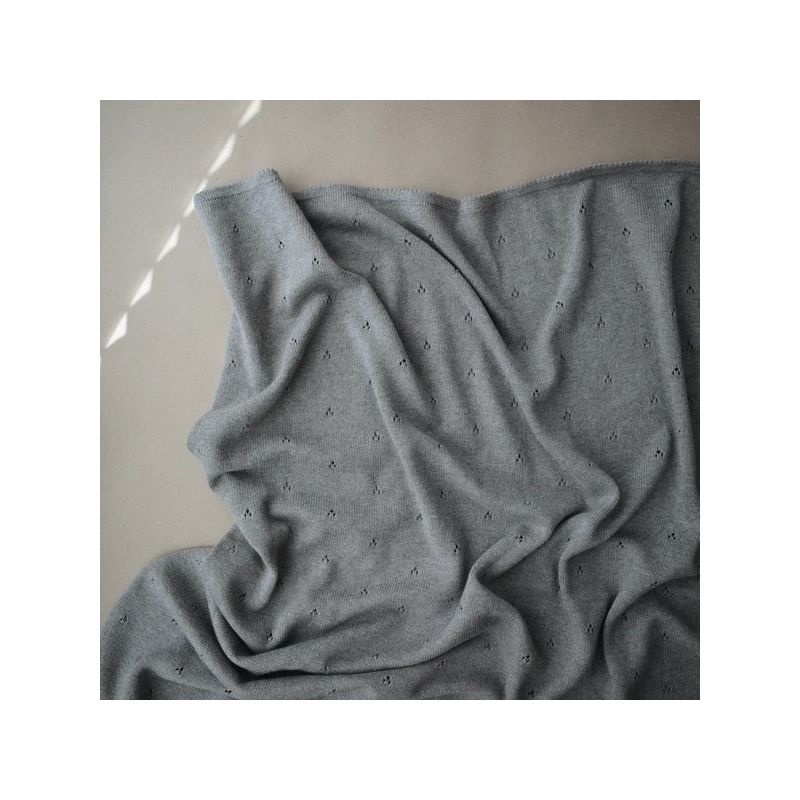 Mushie - Strickdecke Pointelle Grey Melange
