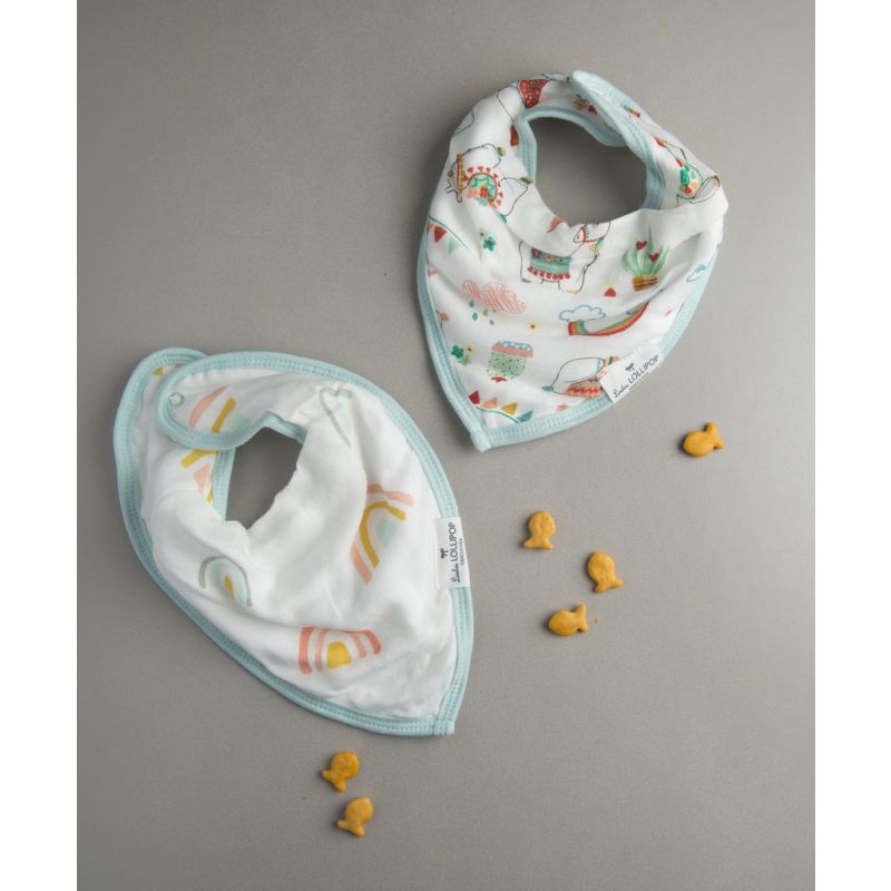 LouLou Lollipop - Bandana Lätzchen 2er Set Lama & Regenbogen