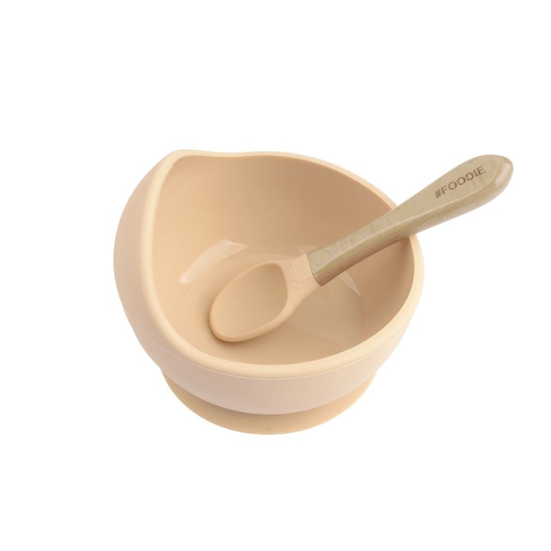 Glitter & Spice - Silikon Saugnapf Schale & Löffel Nude