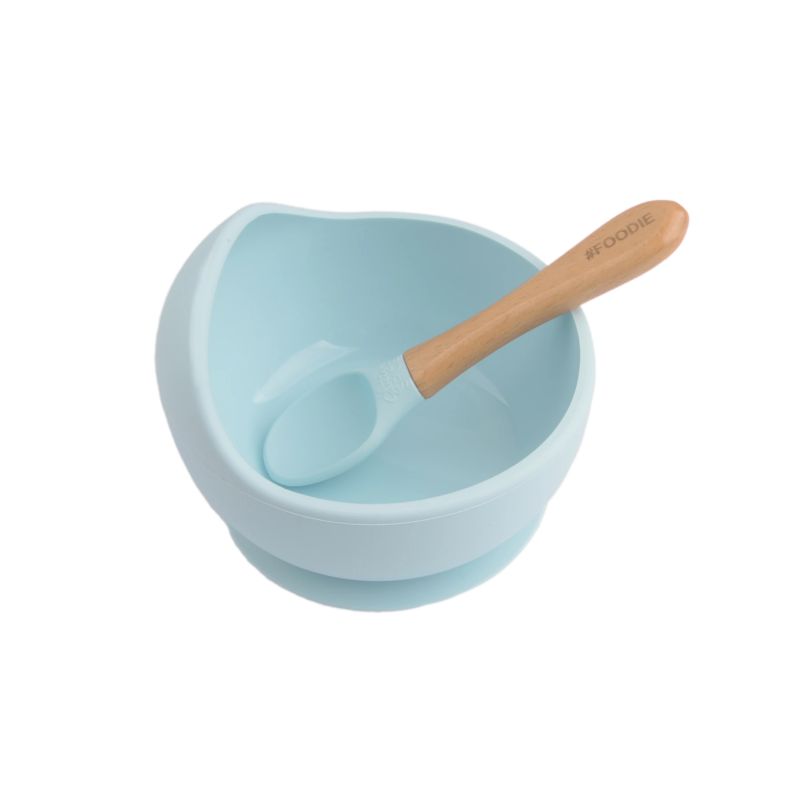 Glitter & Spice - Silikon Saugnapf Schale & Löffel Ice Blue
