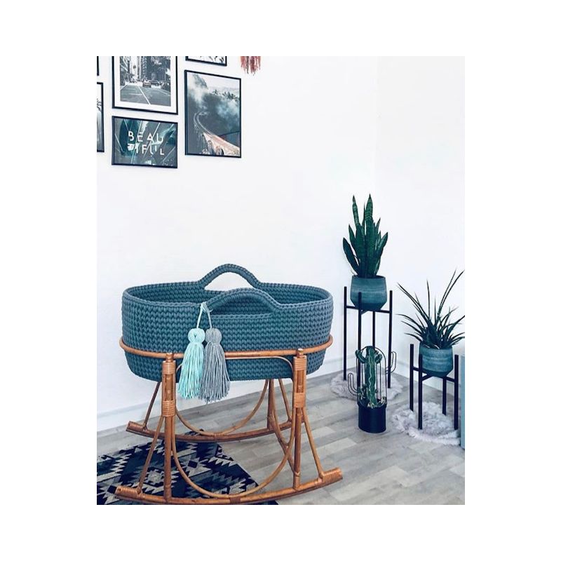 Like Moses - Moseskorb Petrol mit Kissen und Bettwäsche Weiss