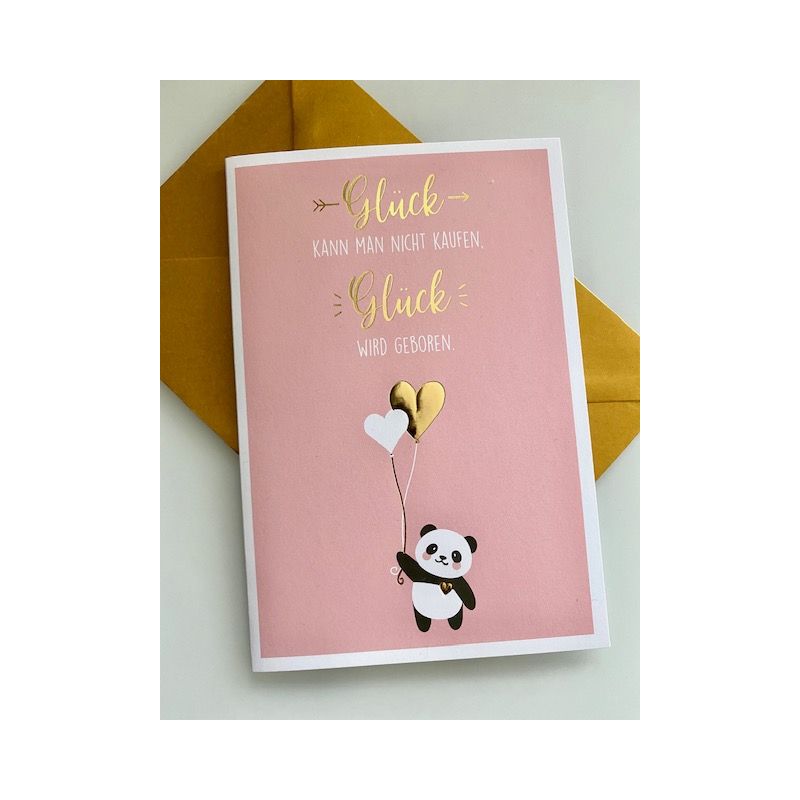 Grusskarte zur Geburt: Glück kann man nicht kaufen...(rosa)
