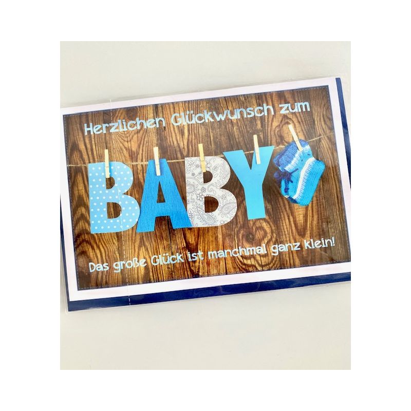 Grusskarte zur Geburt: Glückwunsch zum Baby (blau)