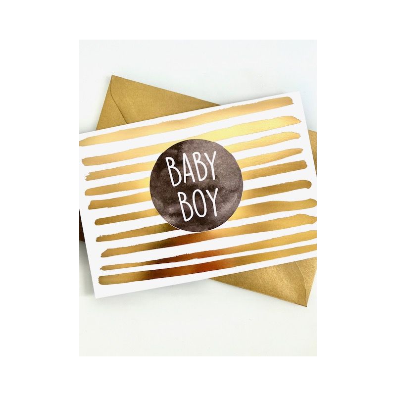 Grusskarte zur Geburt: "Baby Boy" (Gold)