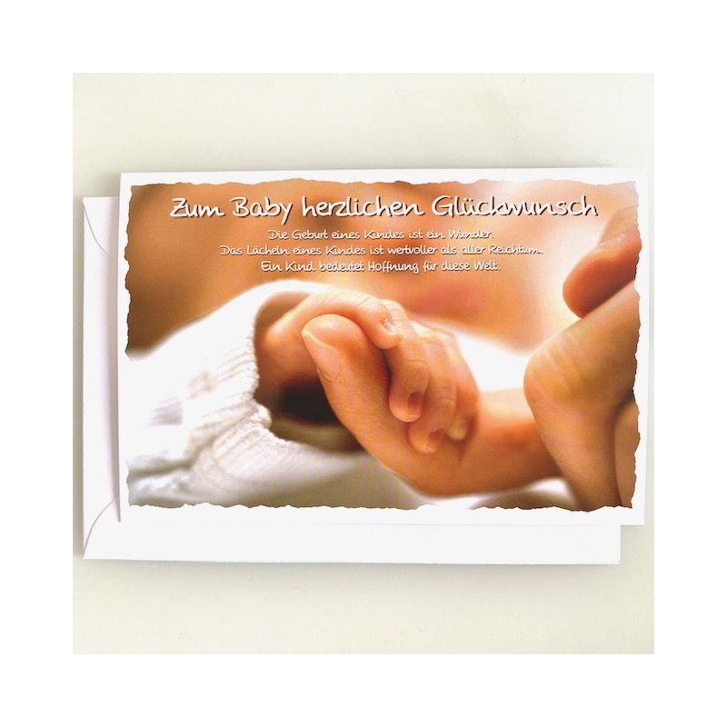 Grusskarte zur Geburt: "Zum Baby herzlichen Glückwunsch"