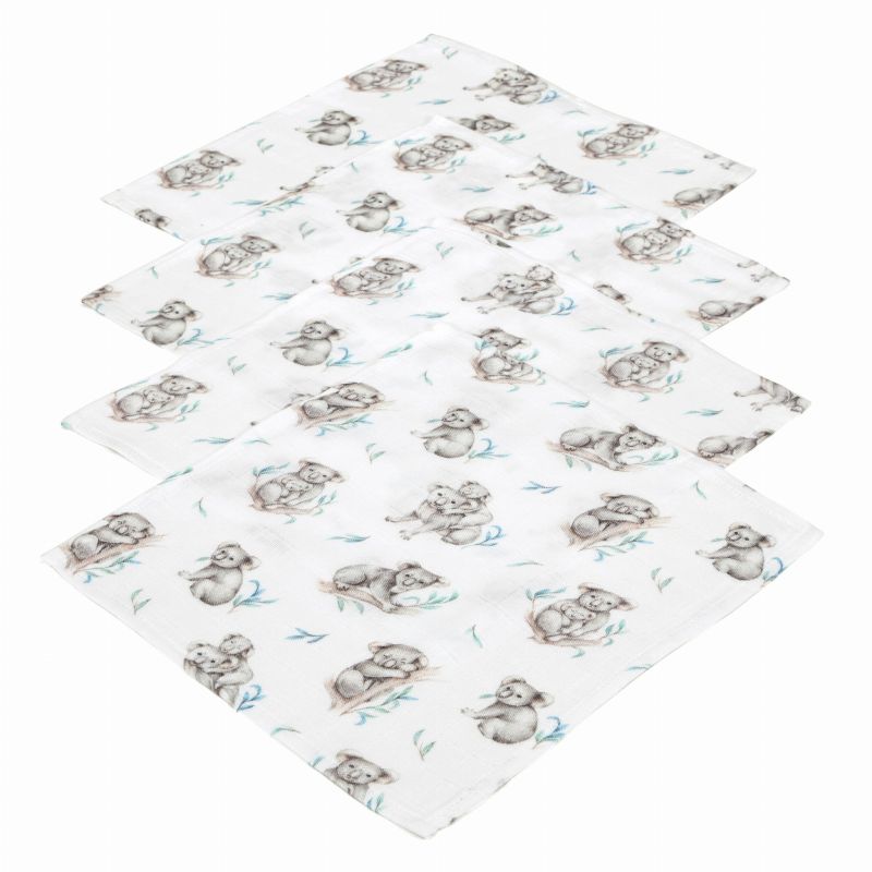 Qbana Mama - 4er Pack Bambus Muslin - Tücher Mullwindeln Koala