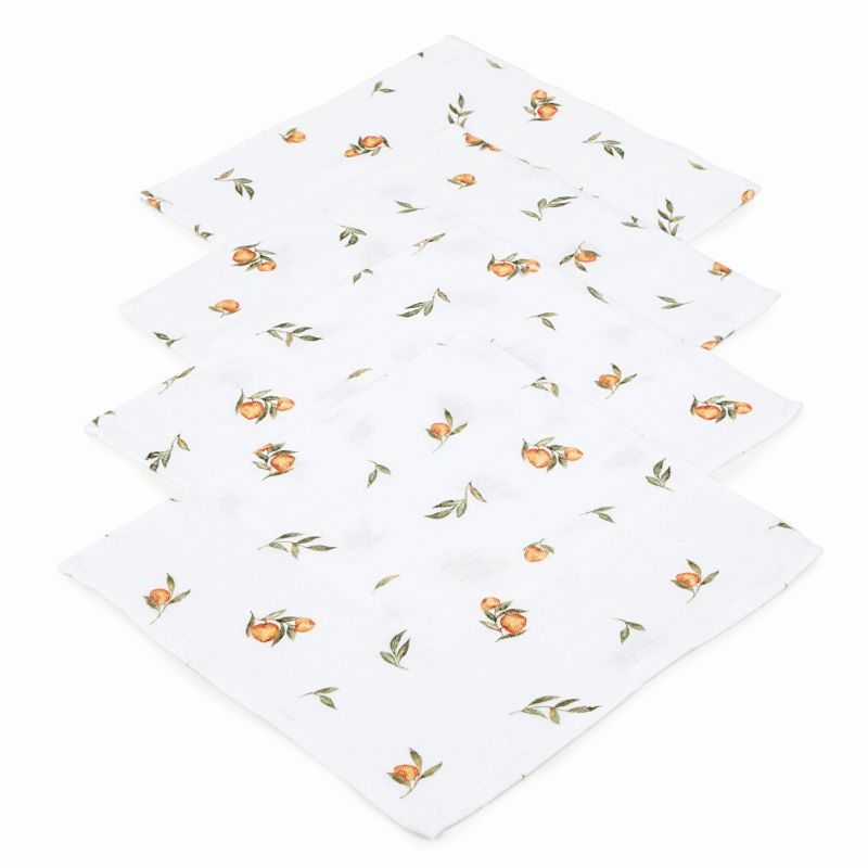 Qbana Mama - 4er Pack Bambus Muslin - Tücher Mullwindeln Secret Citrus