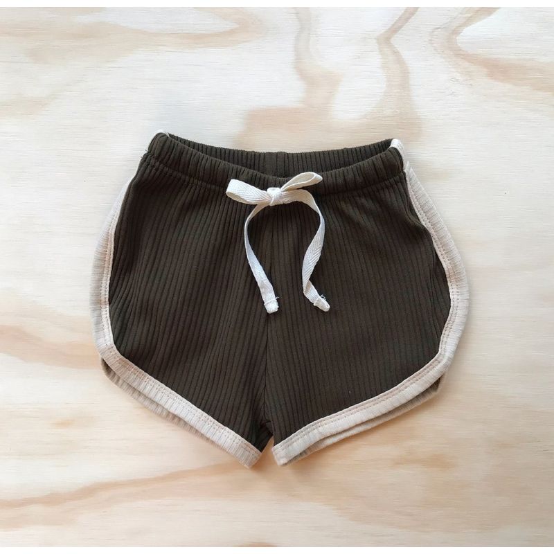bel&bow - Ribbed Shorts dark Olive