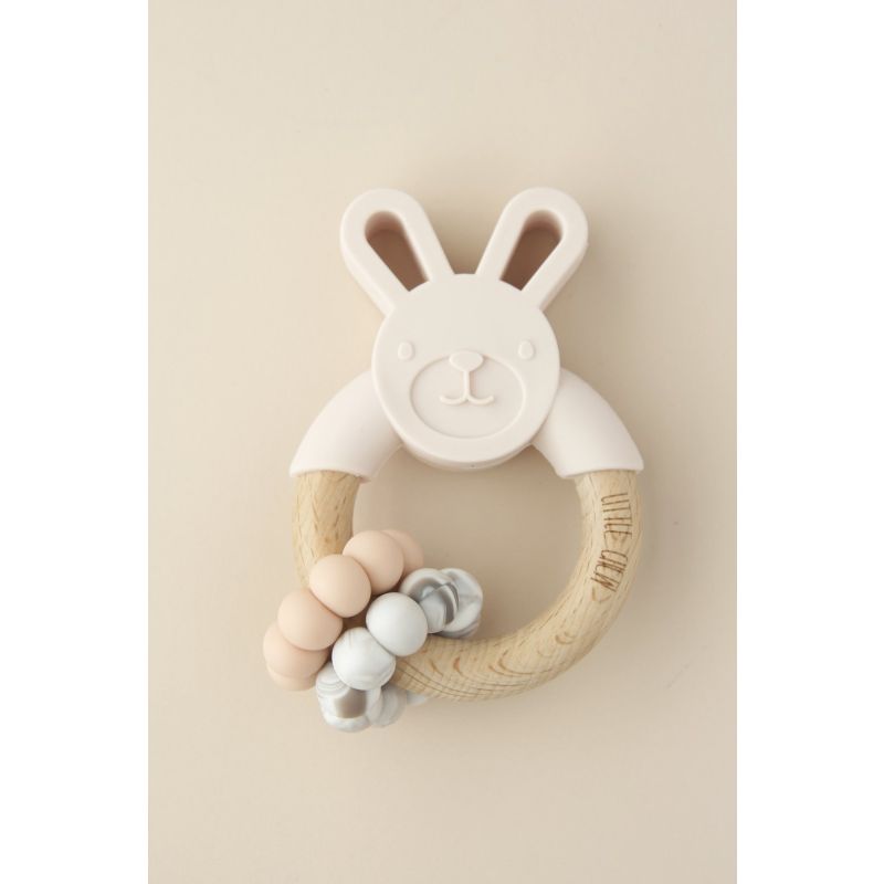 littleCHEW - Greifling Bunny mit Ringen Blush Marmor