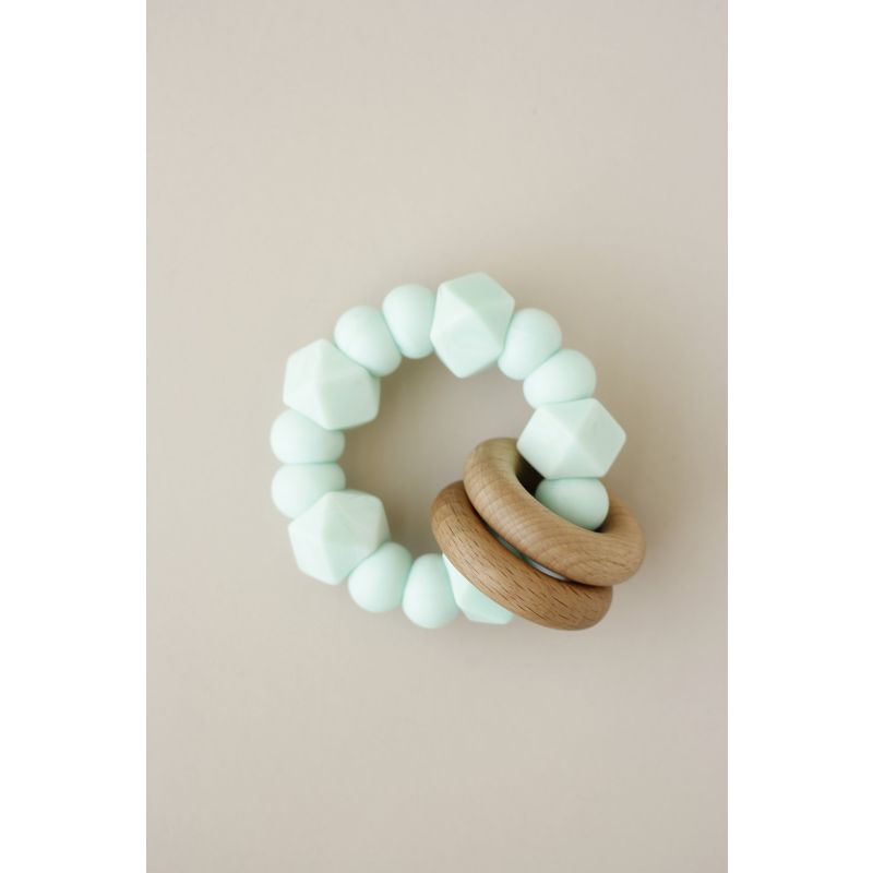 littleCHEW - Greifling Holzring und Silikonring MInt Mamoo