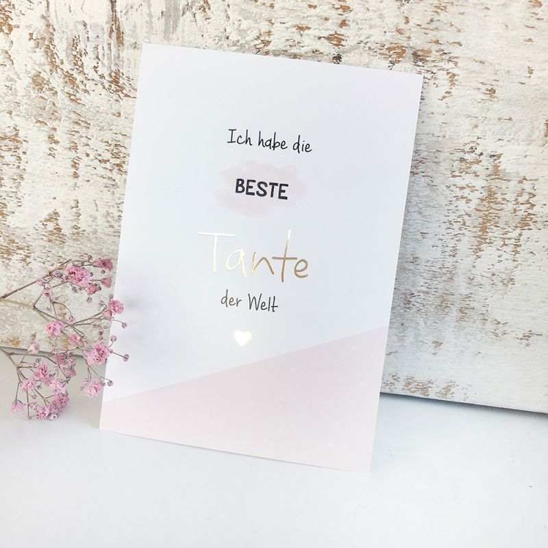 mintkind - Postkarte Gold "Beste Tante"