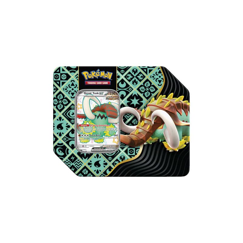 Pokemon Tin-Box 5-Booster "Paldeas Schicksale" Riesenzahn - Englisch