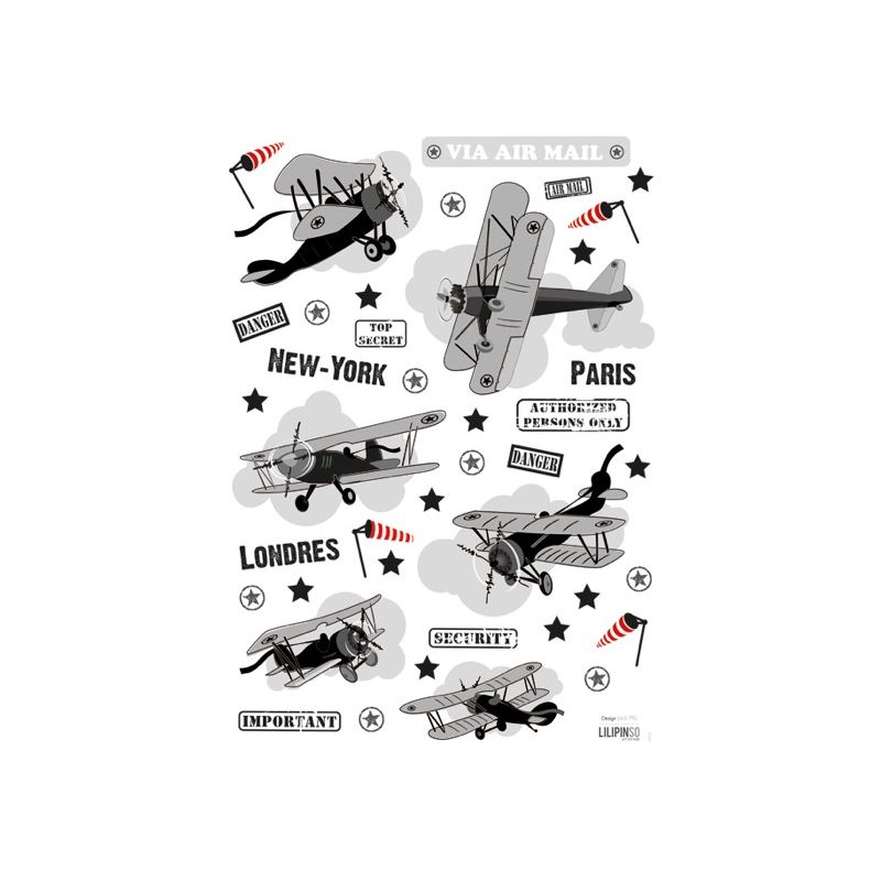 Lilipinso - Wandsticker Old Planes black