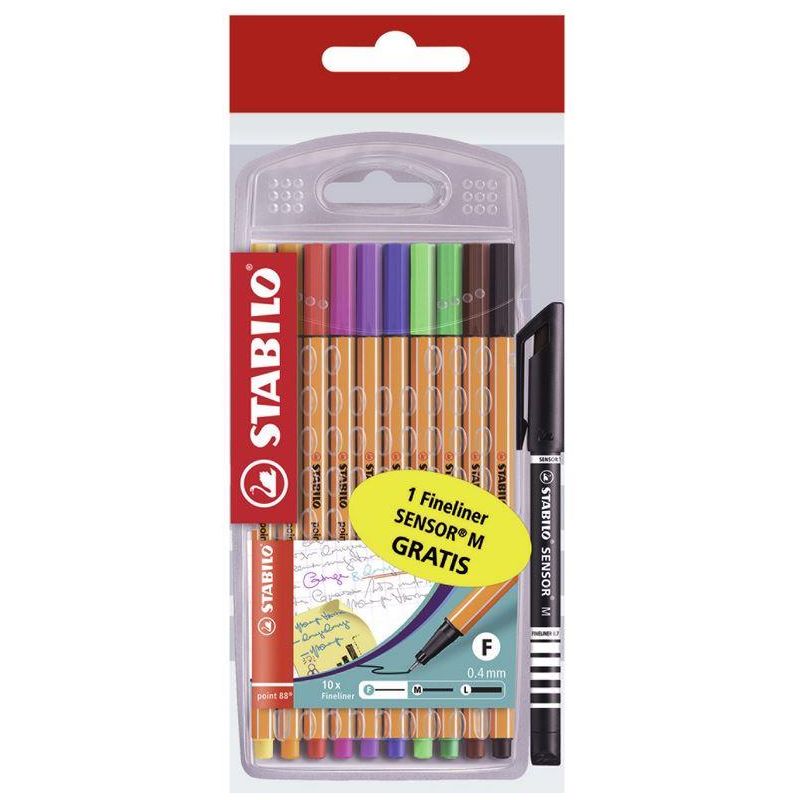 STABILO - Fineliner Point 88 + gratis Fineliner Sensor M schwarz