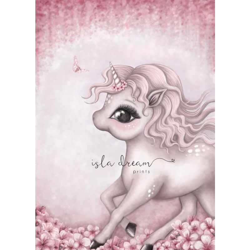 Isla Dream Prints - Poster Cinnamon running Baby Einhorn
