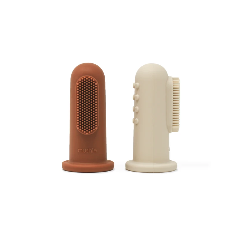 Mushie - 2er Set Finger- Zahnbürste Clay / Shifting Sand