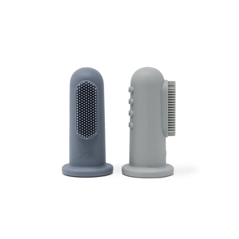 Mushie - 2er Set Finger- Zahnbürste Tradewinds / Stone