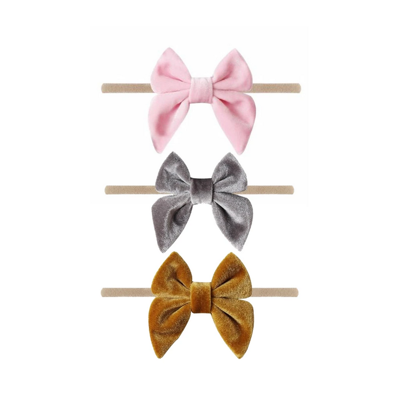 Emerson and Friends - Stirnband Set Samt silber, rosa, mustard