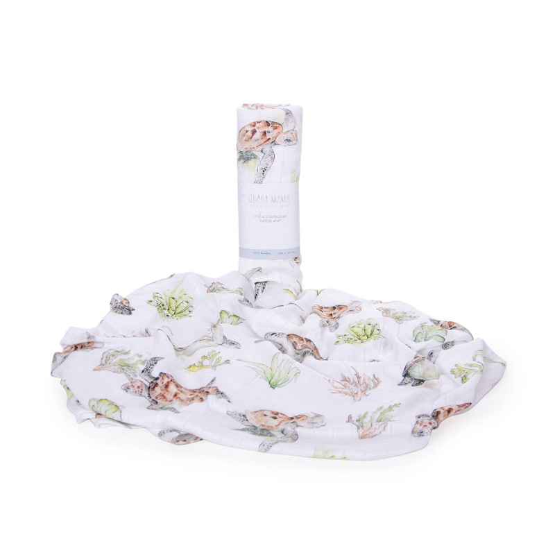 Qbana Mama - Bambus Muslin Swaddle Pazifik Schildkröte 120 x 120cm