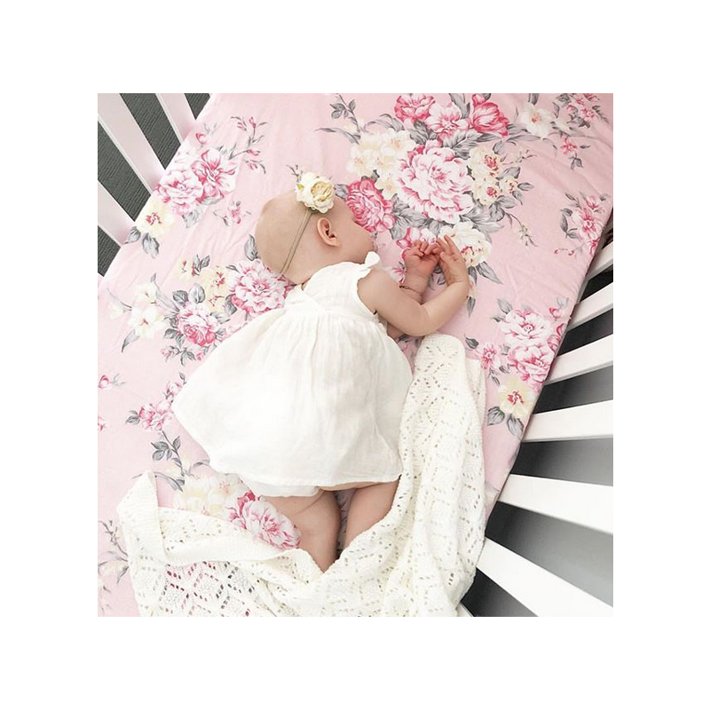 Tilly & Otto - Spannbetttuch Blowsy Blooms pink 91 x 188cm