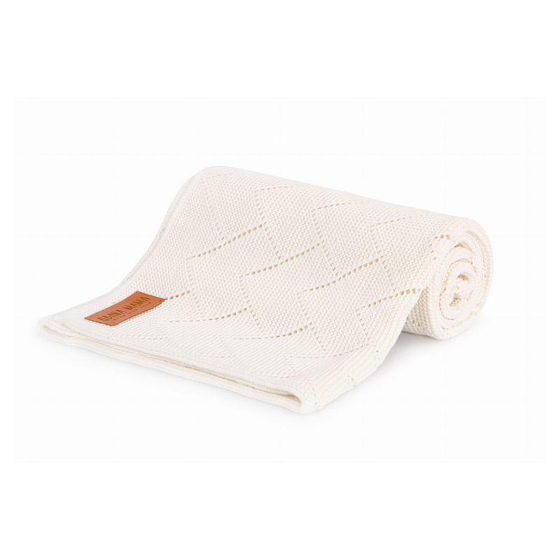 Qbana Mama - Bambus Häkeldecke Zick Zack ecru extrafein
