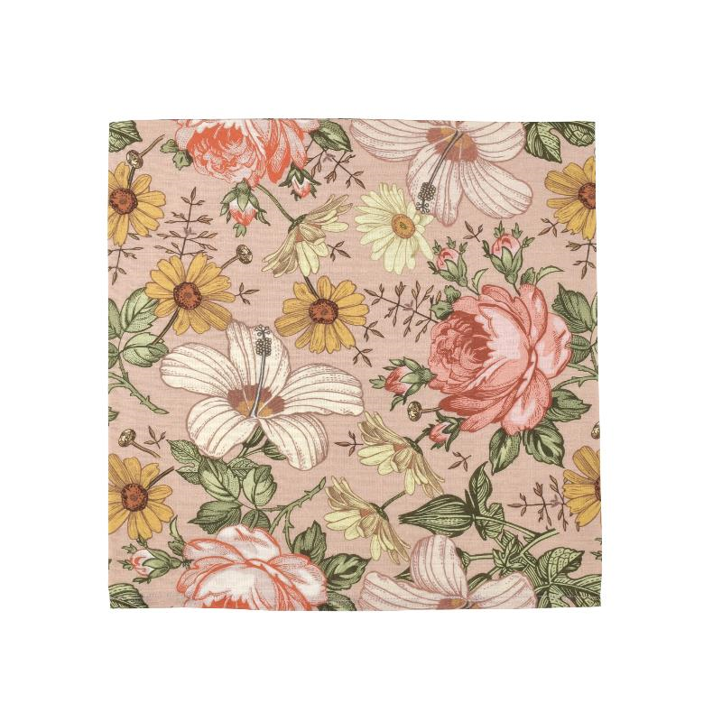 The mini scout - Muslin Swaddle Garden Floral Rose Pink