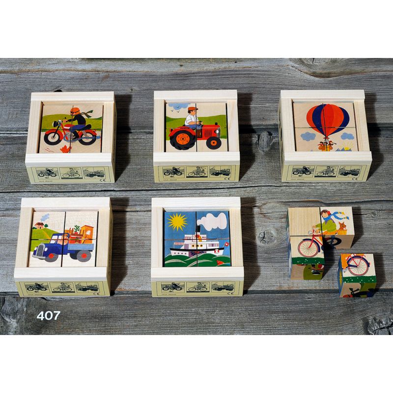 Atelier Fischer Switzerland - Klötzli Puzzle Fahrzeuge 4 Teile