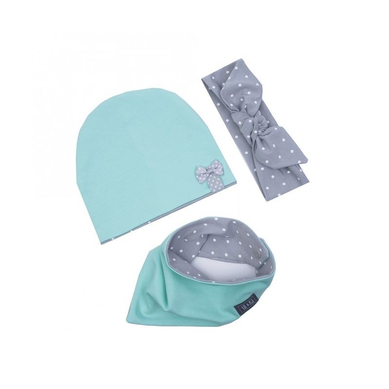Ul & Ka - Beanie, Haarband, Schal Set mint