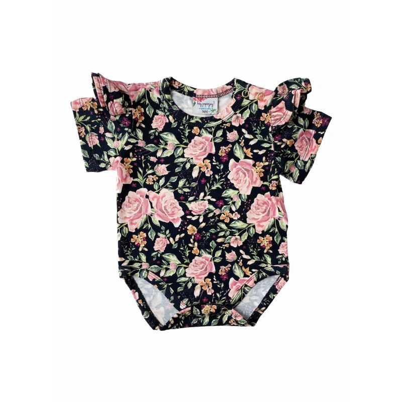 Hey Popinjay! - Body mit Rüschchen Black Roses Kurz