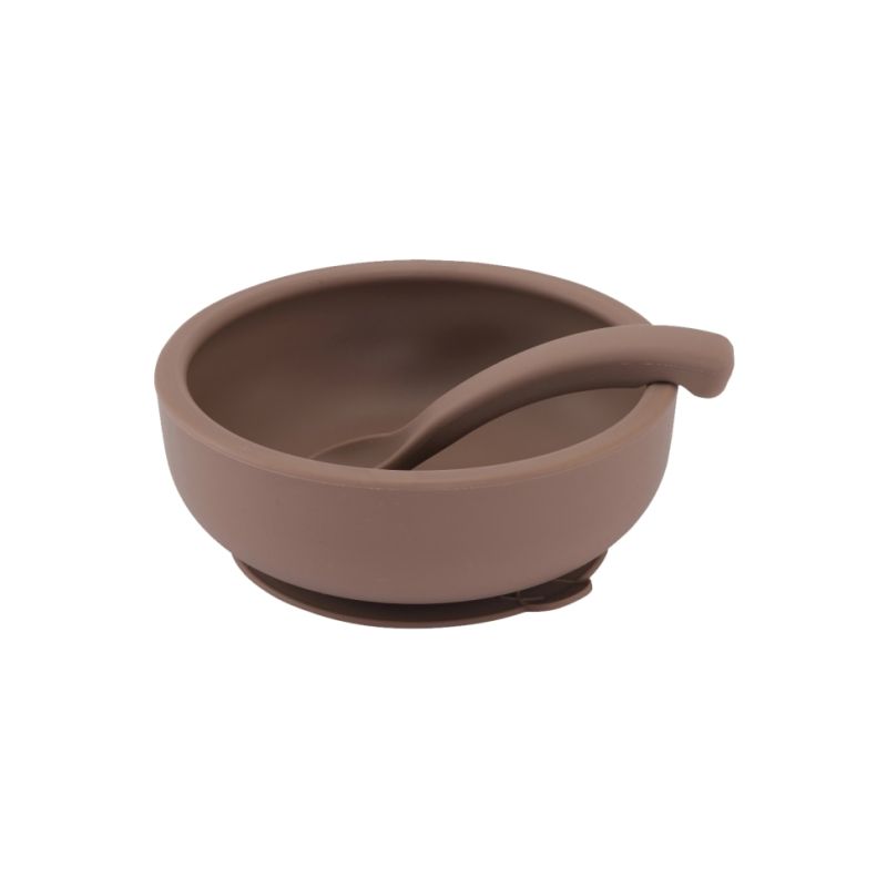 Lille Vilde - Saugnapf Teller- und Löffelset Vintage Braun