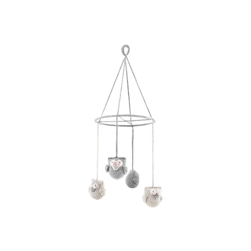 Maylily - Häkelmobile Eulen cream