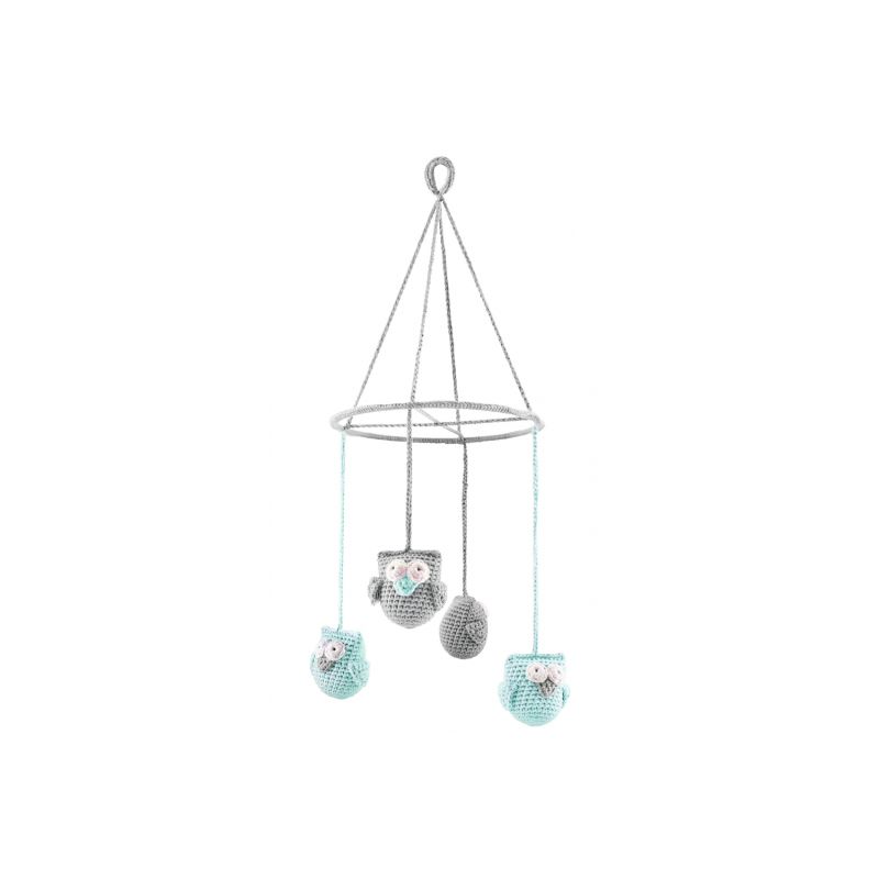 Maylily - Häkelmobile Eulen mint