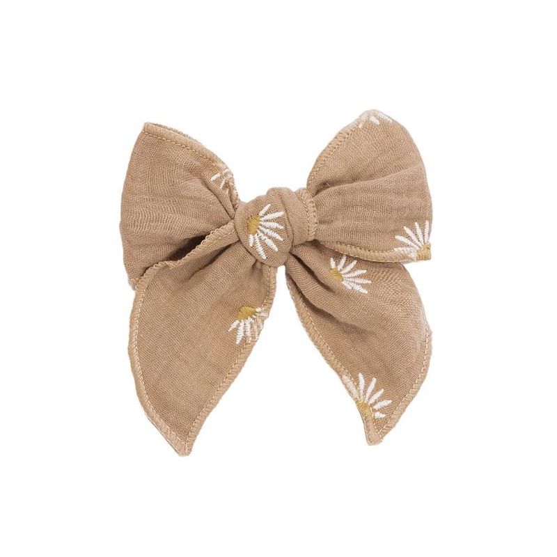 Mrs Ertha - Haarclip Masche Blümchen Taupe