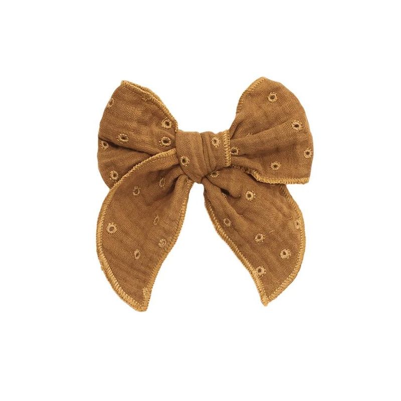 Mrs Ertha - Haarclip Masche Mustard Pointelle