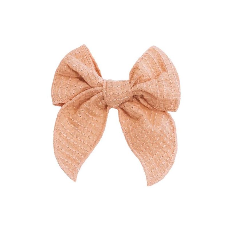 Mrs Ertha - Haarclip Masche Stripe Coral