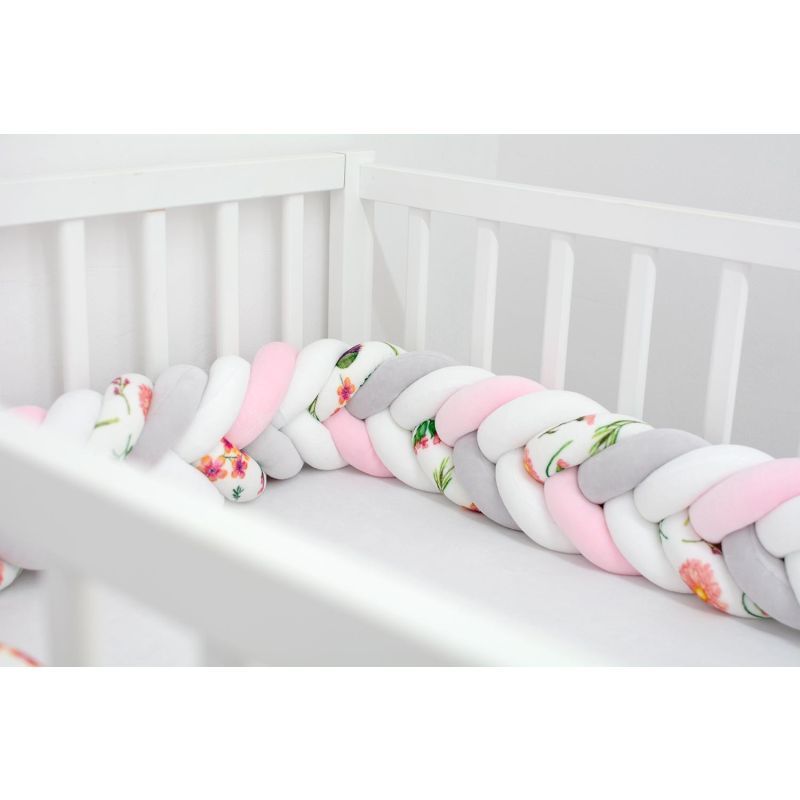 Sparrow - Bettschlange Slim Flowers - Baby Pink - White - White - Light Grey