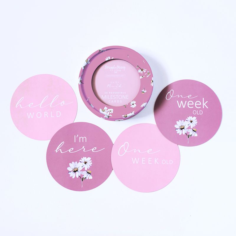 Snuggle Hunny - Meilenstein Karten Daisy & Musk Pink