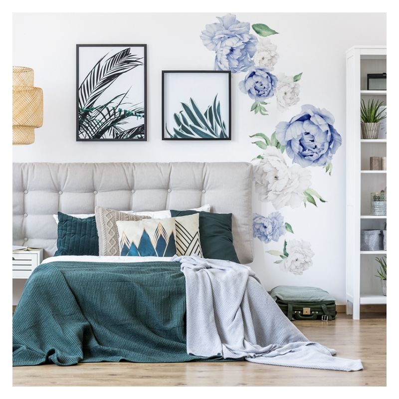 YokoDesign - Wandsticker Blaue Blüten klein