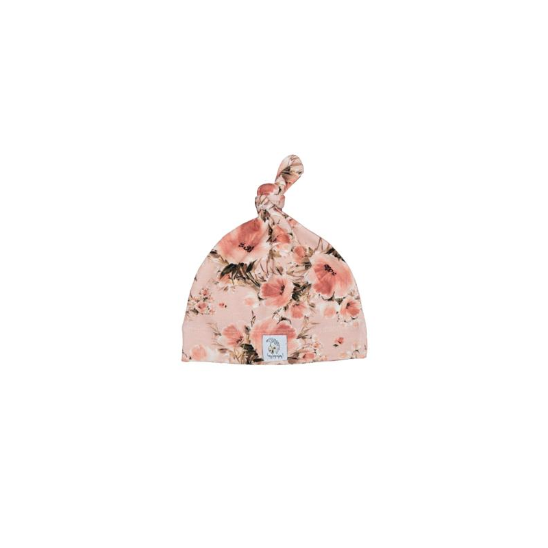 Hey Popinjay! - Newborn Knotted Beanie Romantic Florals dunkel