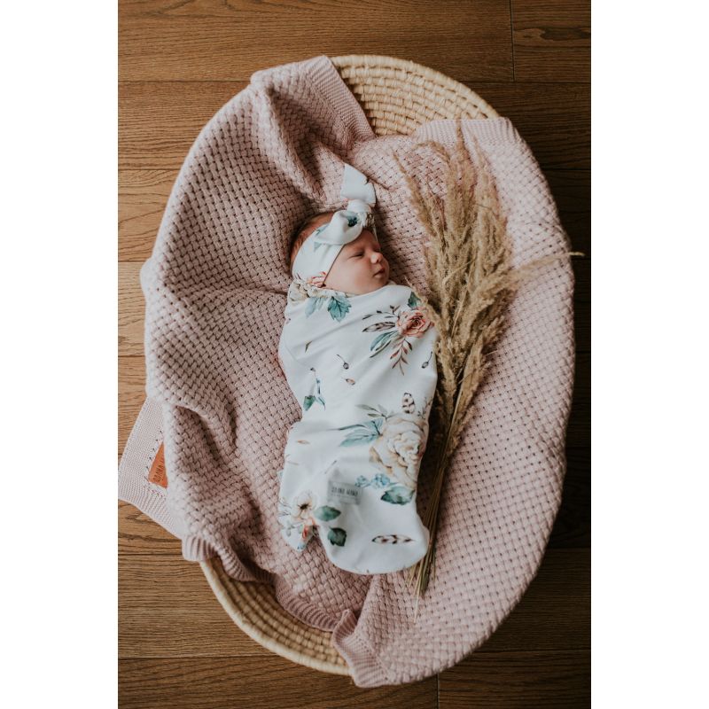 Qbana Mama - Pucksack Set mit Beanie & Stirnband Vintage Flowers