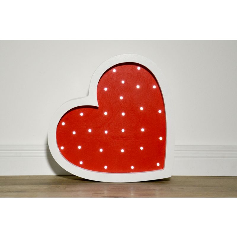 HappyMoon - LED Nachtlampe Herz rot weiss