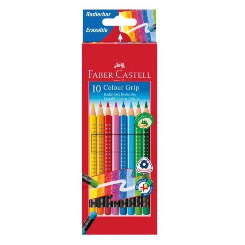 Faber-Castell - Farbstift Colour Grip radierbar 10er Set