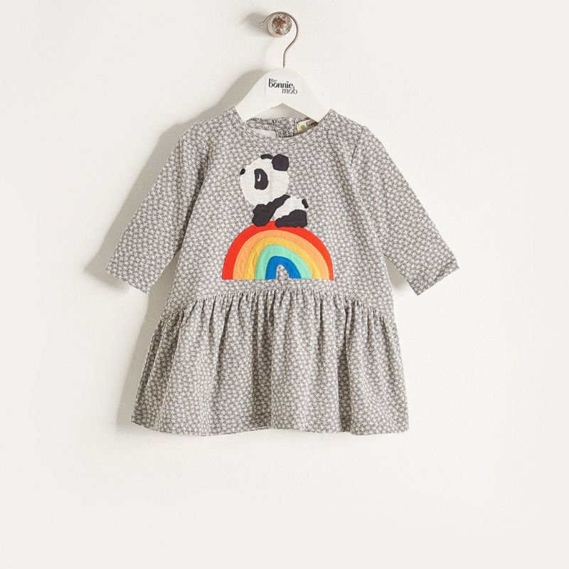 Bonniemob - Kleid Rainbow Panda grau