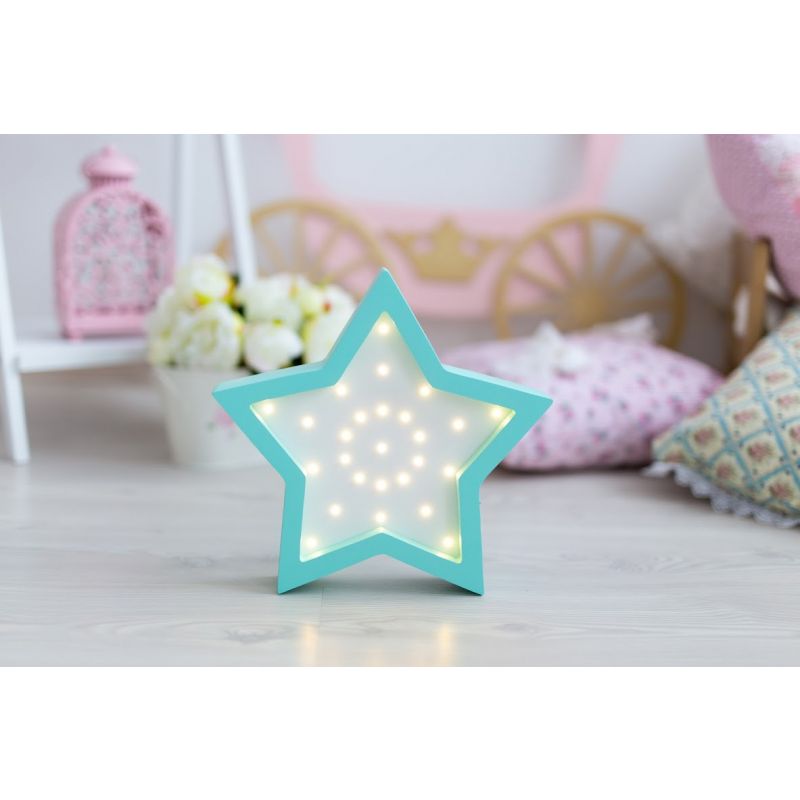 HappyMoon - LED Nachtlampe Stern türkis weiss