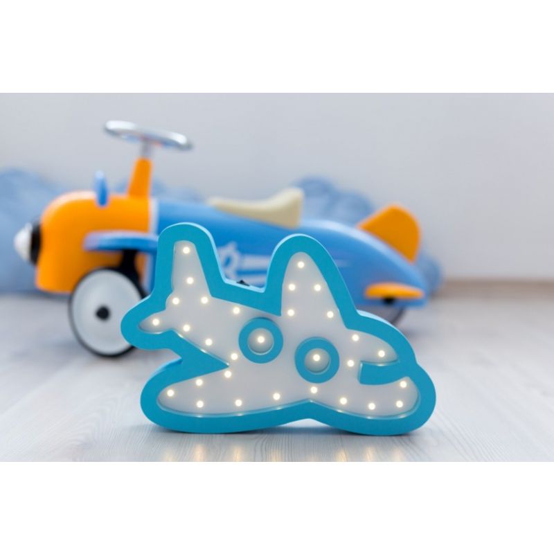 HappyMoon - LED Nachtlampe Flugzeug weiss blau