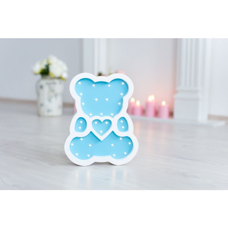 HappyMoon - LED Nachtlampe Bär blau weiss