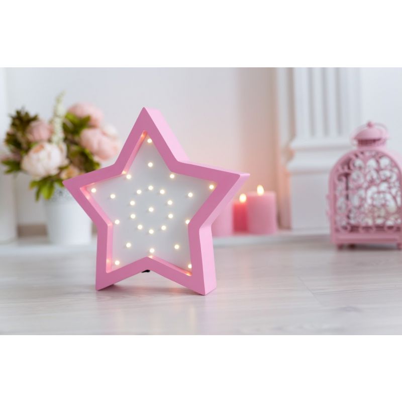 HappyMoon - LED Nachtlampe Stern rosa weiss
