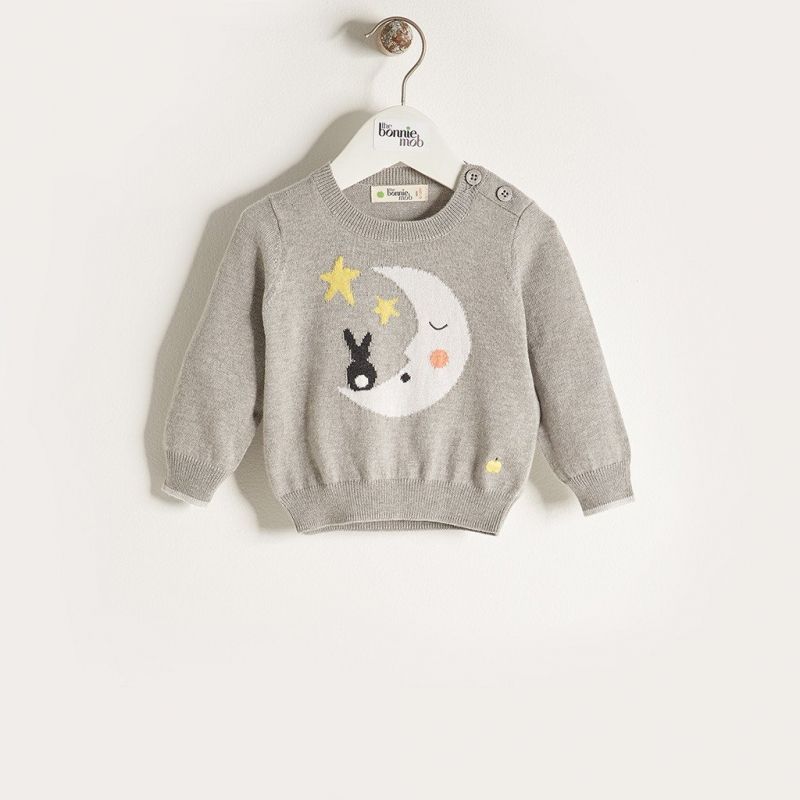 Bonniemob - Strickpullover Kaschmir Moon & Bunny grau