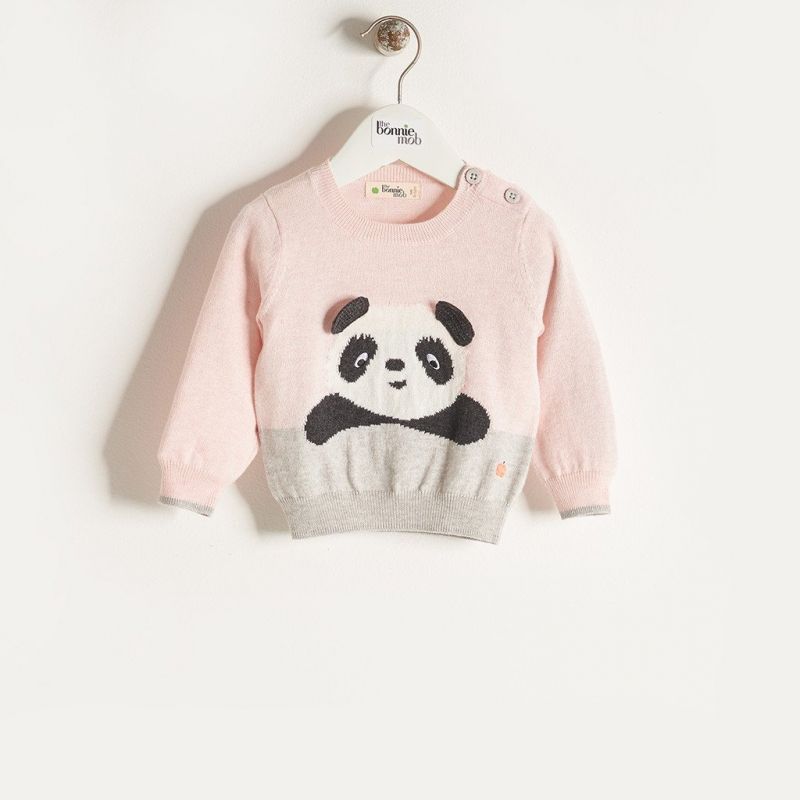 Bonniemob - Strickpullover Pax Panda rosa